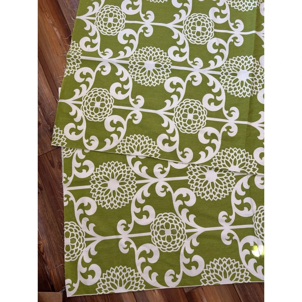 Waverly FUN FLORET MCM Floral Scroll Green Cotton Drapery Upho Fabric 56w X 6yds